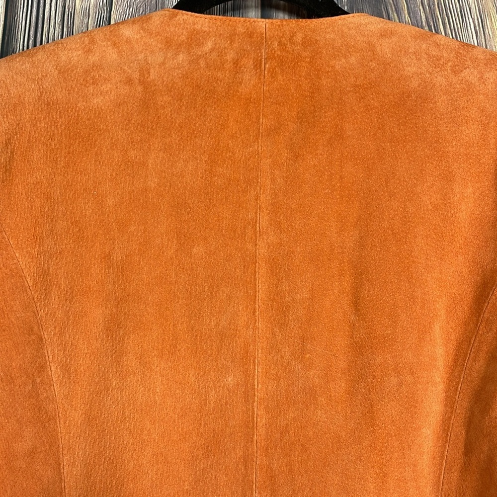 %100 GENUINE LEATHER Bradley Bayou leather jacket orange with stud size medium - Picture 7 of 11